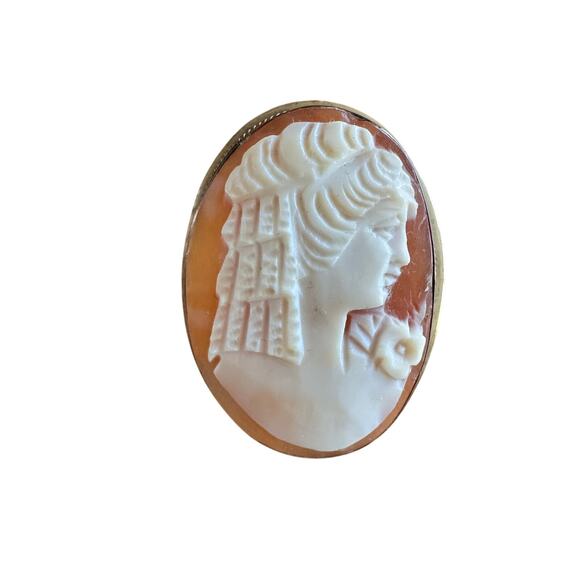 Vintage Gold Hand Carved Cameo Brooch - Picture 1 of 6